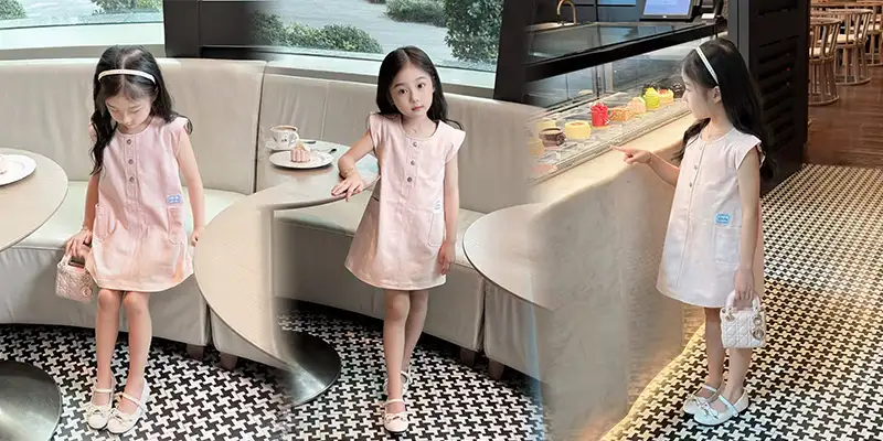 迪奥女童无袖牛仔背心裙