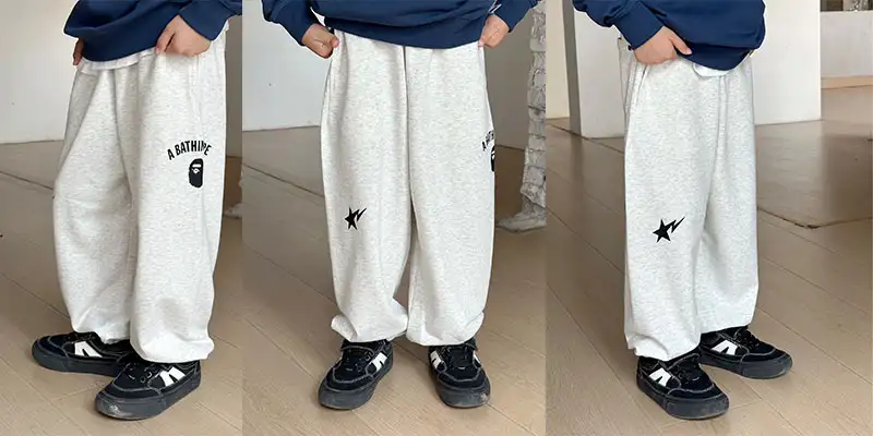 A BATHING APE BAPE儿童猿人头束脚卫裤｜春秋奢侈品童装 男女童日系休闲运动裤