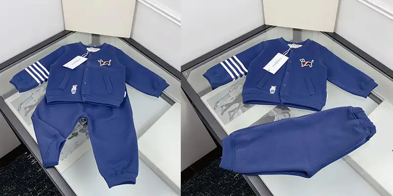 THOM BROWNE汤姆布朗儿童薄绒两件套｜73-110码奢侈品童装 男女童春秋休闲运动套装