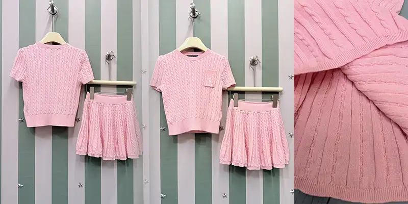 拉夫劳伦春夏短袖上衣+百褶半裙两件套