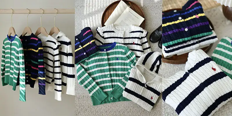 Polo Ralph Lauren拉夫劳伦儿童条纹针织系列｜26春秋冬奢侈品童装 男女童老钱风绞花毛衣