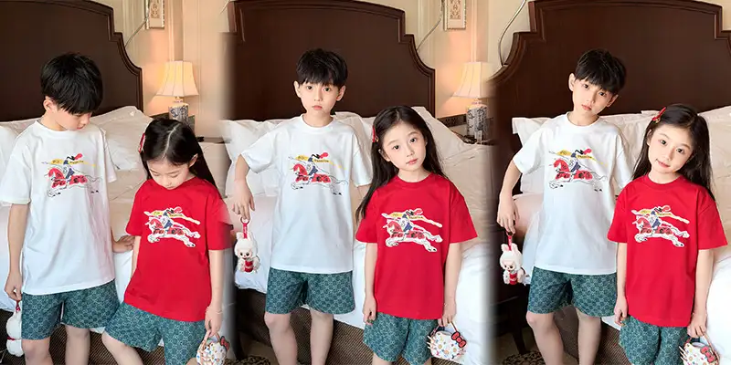 BURBERRY儿童战马涂鸦印花T恤