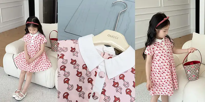 GUCCI夏季甜美学院风女童A字裙