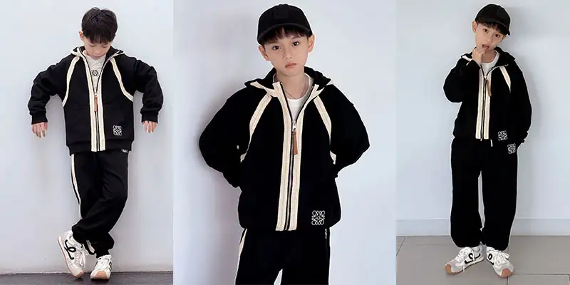 LOEWE罗意威儿童织带刺绣运动套装｜秋冬奢侈品童装 男童高端连帽卫衣套装