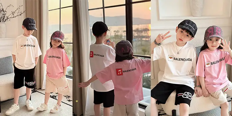 巴黎世家儿童联名款短袖T恤+休闲短裤