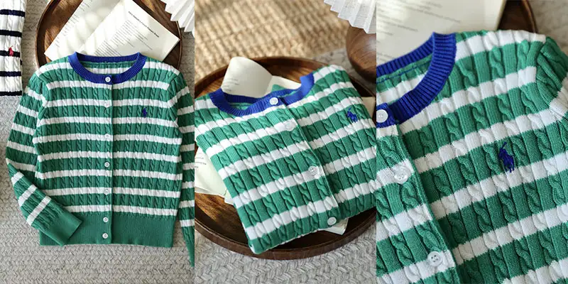 绿色交织清雅米白条纹