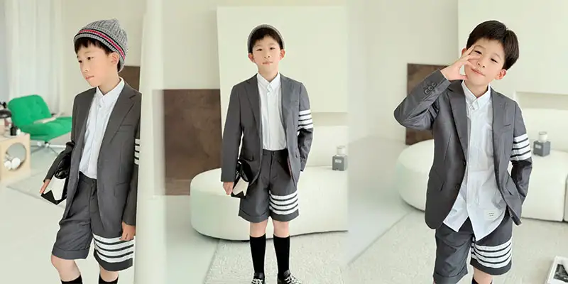 四道杠西装短裤套装