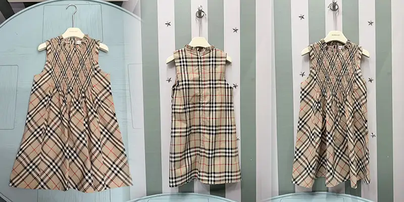 博柏利儿童经典格纹无袖连衣裙